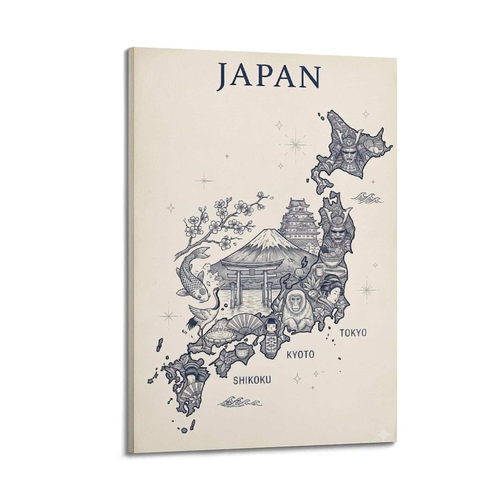 OKAHYS Vintage Japan Travel Artwork Poster Decorative Painting Canvas Wall Artworks Picture 08x12inch(20x30cm)
