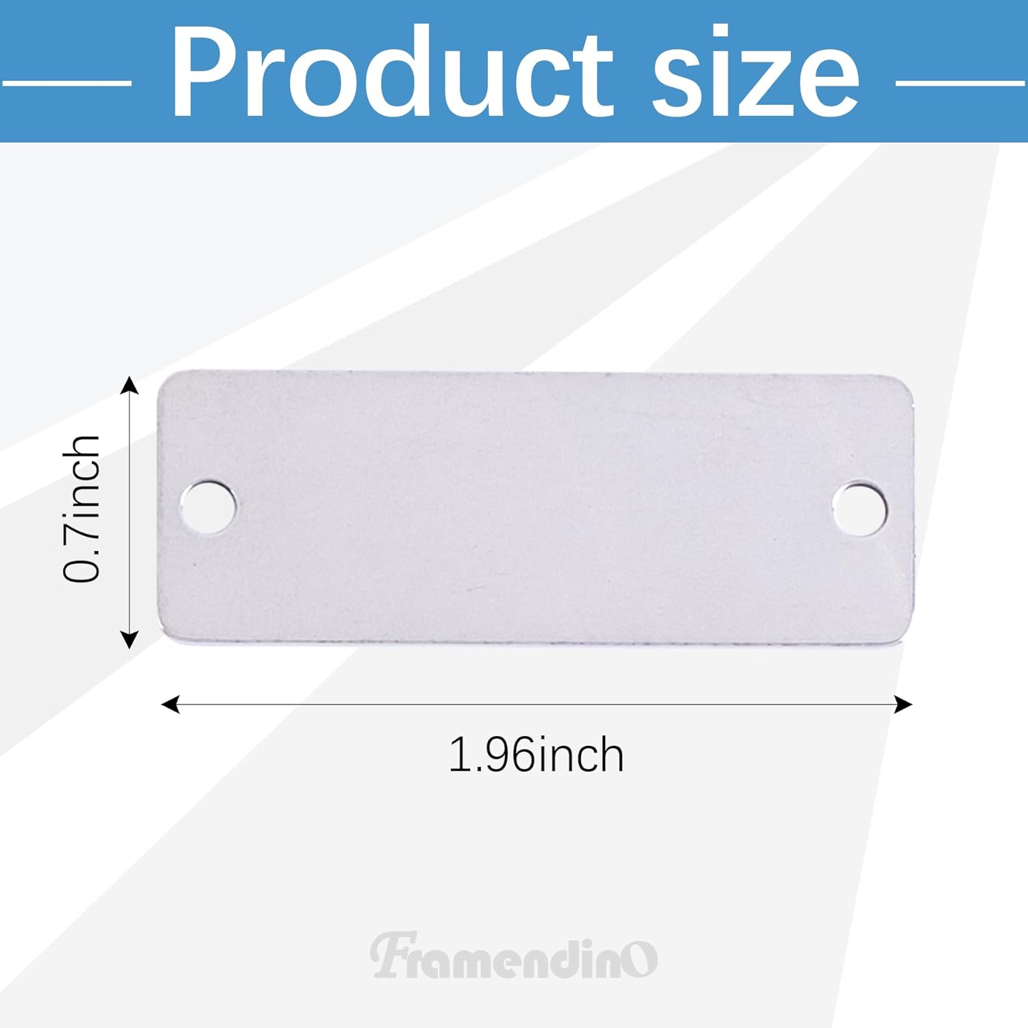 Framendino, 50 Pack Metal Stainless Steel Rectangle Blank Stamping Tags Two Holes for Engraving - Image 2