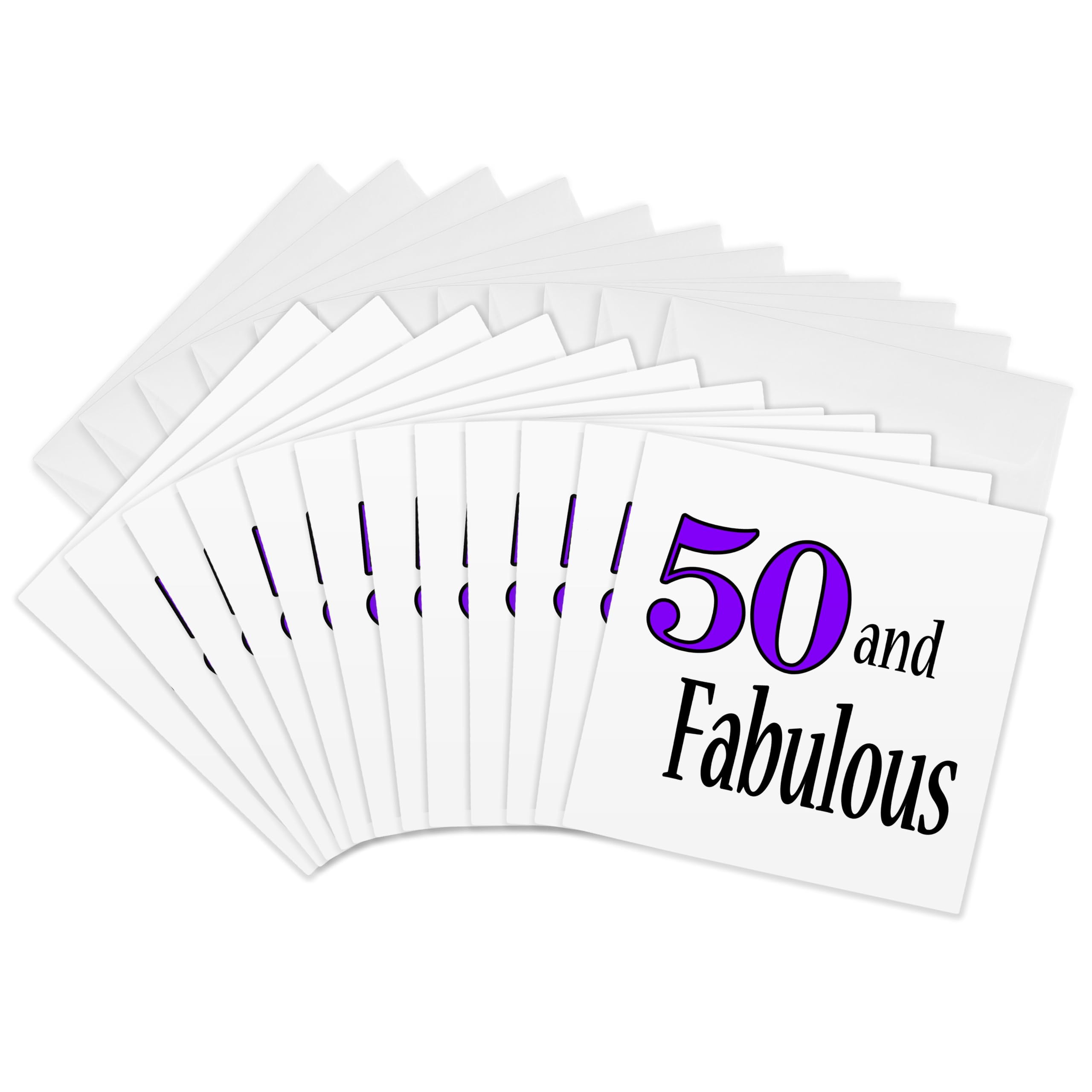 3dRose gc_193424_2 6 x 6-Inch "50 and Fabulous Purple" Greeting Card (Set of 12)