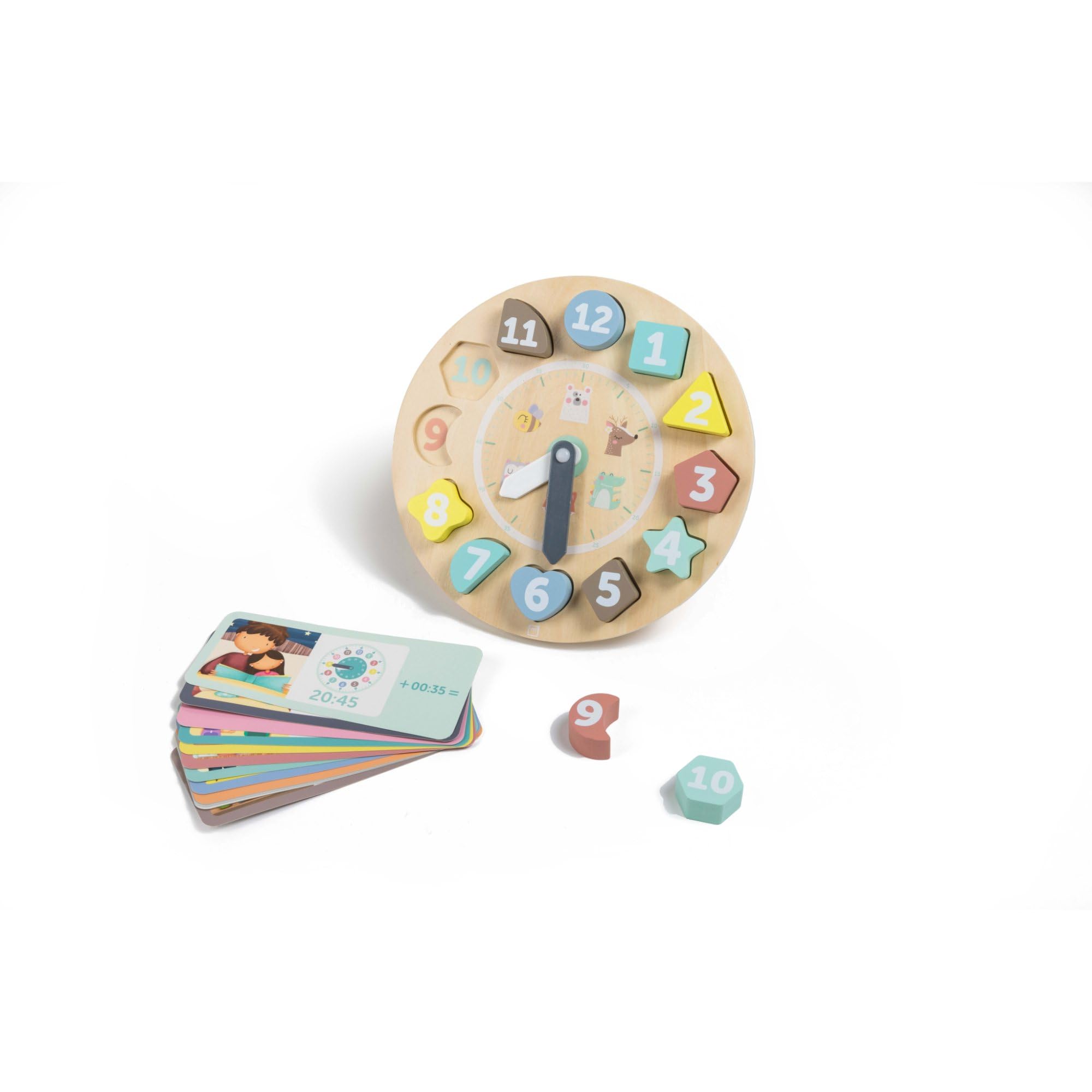Wooden Clock Puzzle with Activity Cards | Educational Montessori Toy for Toddlers and Kids | Learn to Read Time in Digital & Analog Clock | For Ages 3+