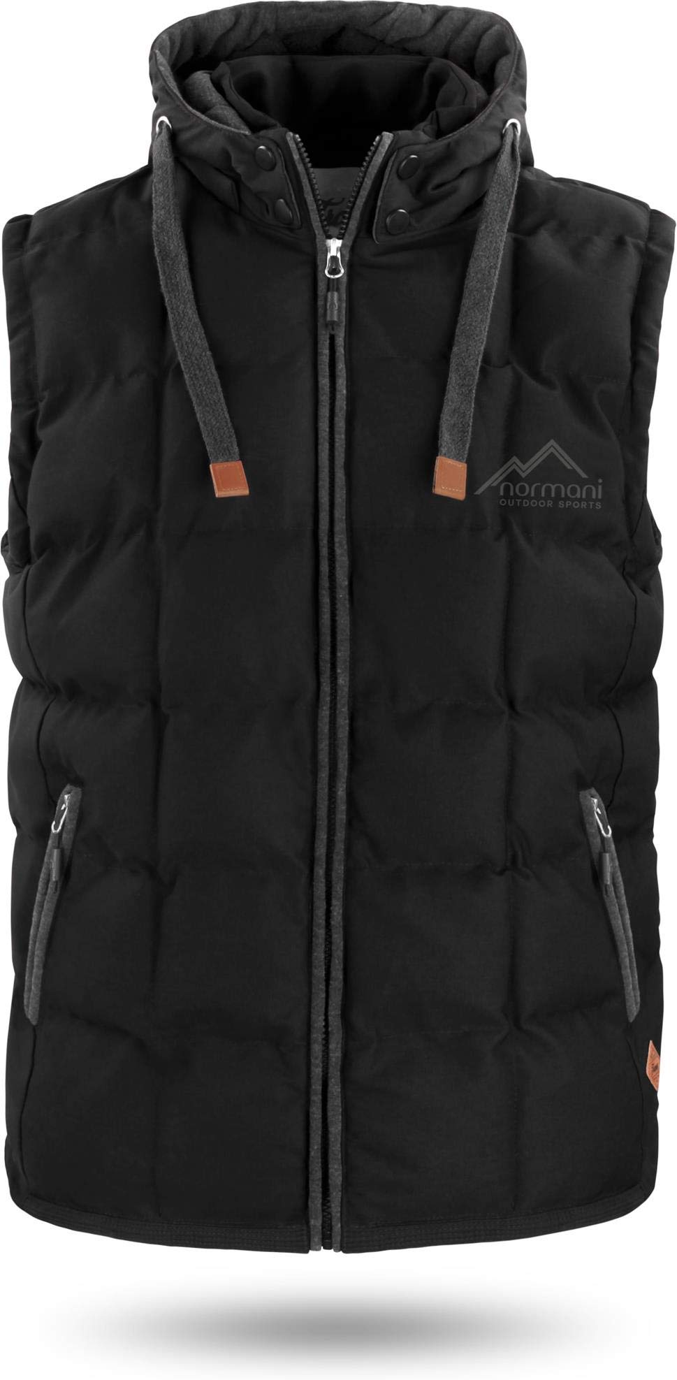 normani OUTDOOR SPORTS Wattierte Steppweste Bodywarmer - 100% Winddichte Outdoor Weste mit Lederpatch, Kapuze und Stehkragen