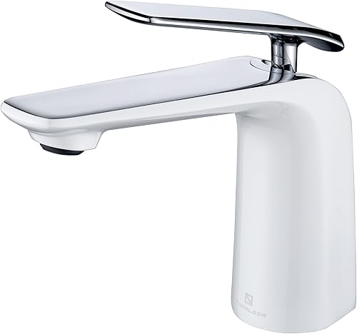 Grifo de lavabo de baño cromado blanco y pulido, grifo mezclador de agua fría y caliente, grifo de lavabo de una sola palanca