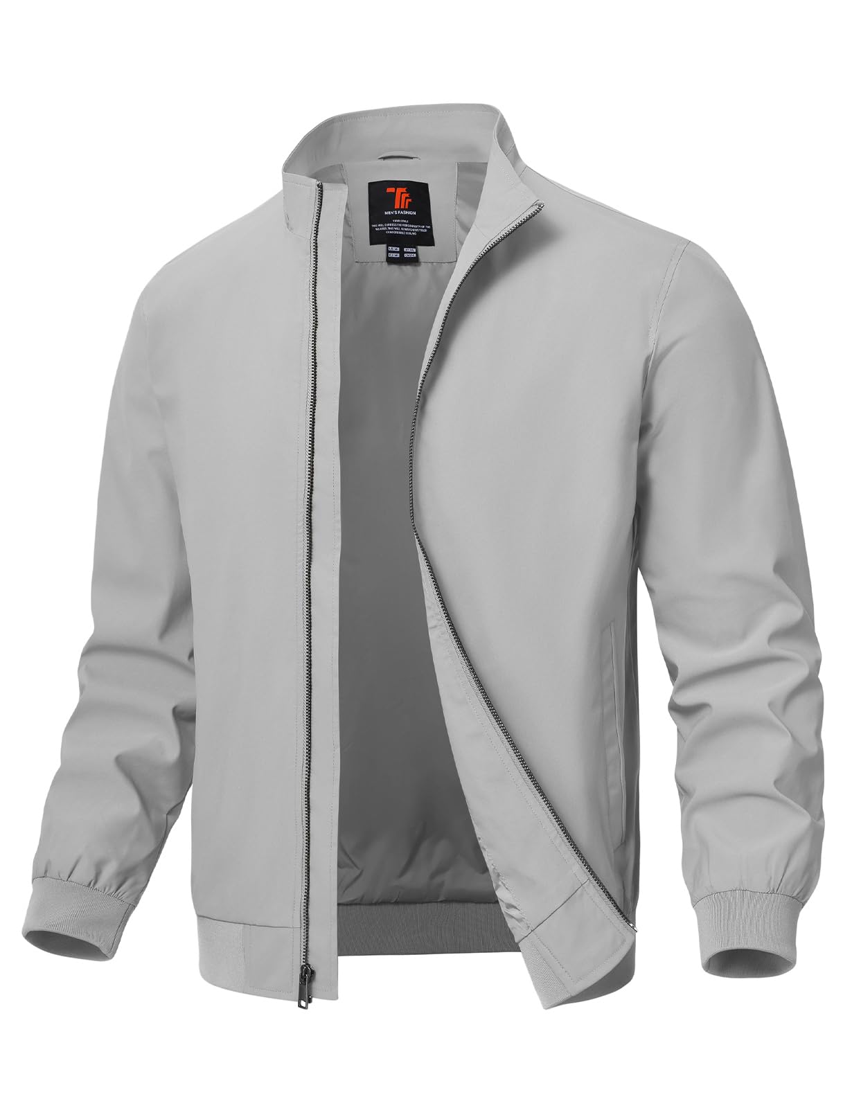 TBMPOY Men's Light Jackets Waterproof Bomber Work Jacket Causal Windbreaker Full Zip Golf Dress Outwear Coats