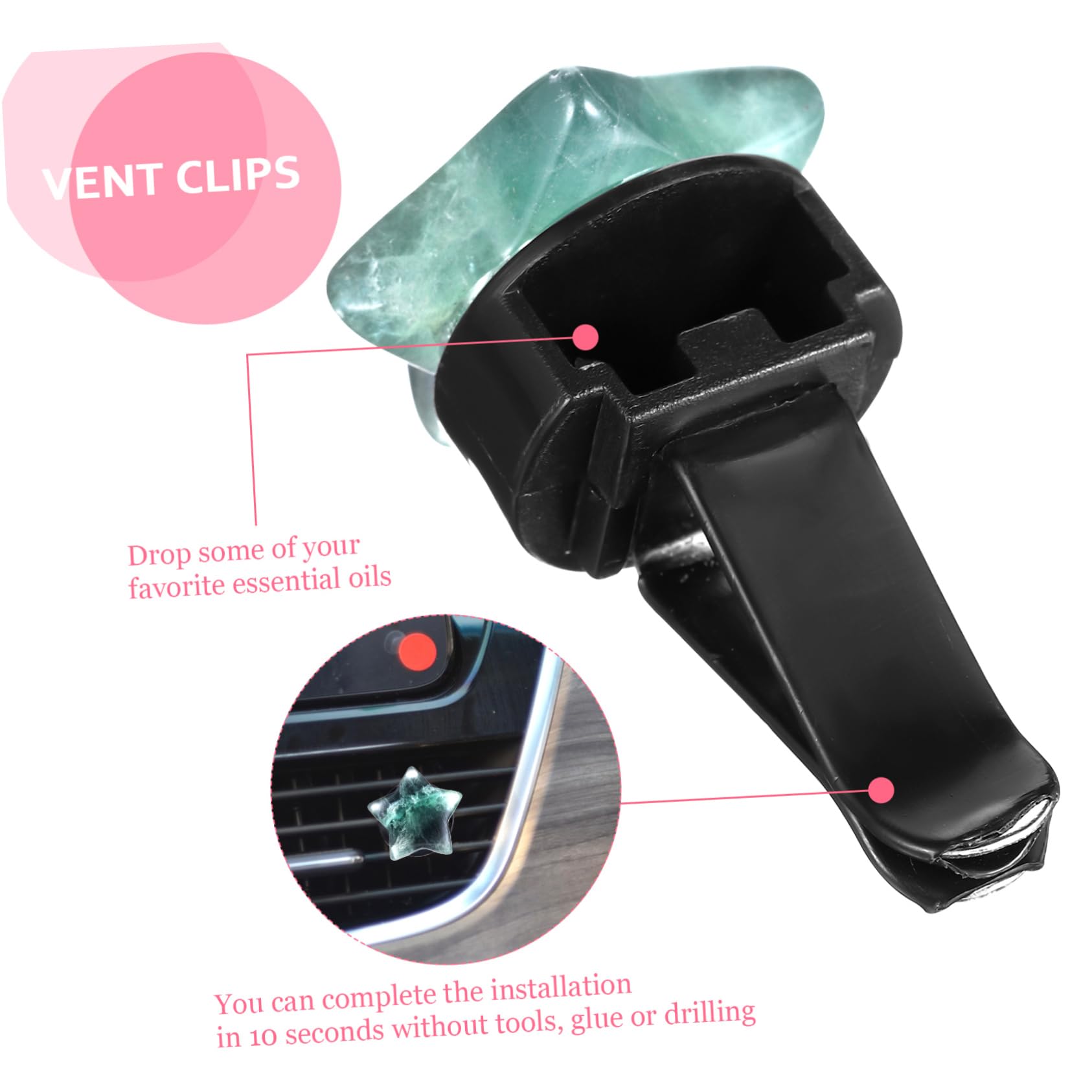 ULTECHNOVO 8pezzi Clip Aromatiche Per Bocchette Aria Auto Diffusori Di Essenziale Con Design Forma Di Stella e Cuore Accessori Decorativi Per Interni Auto