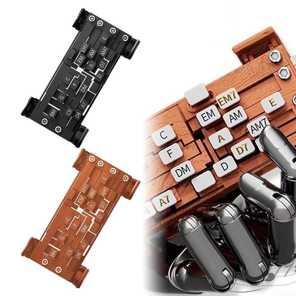 Prensador de acordes de guitarra, accesorios de guitarra, entrenador de acordes de ayuda de guitarra, instrumentos musicales de cuerda herramienta de aprendizaje de guitarra (marrón)