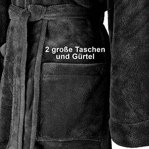Gräfenstayn® Damen & Herren Kuschelfleece Bademantel mit Kapuze Größe S-XXXL mit Öko-Tex Standard 100 Flanell Fleece (M, Schwarz)