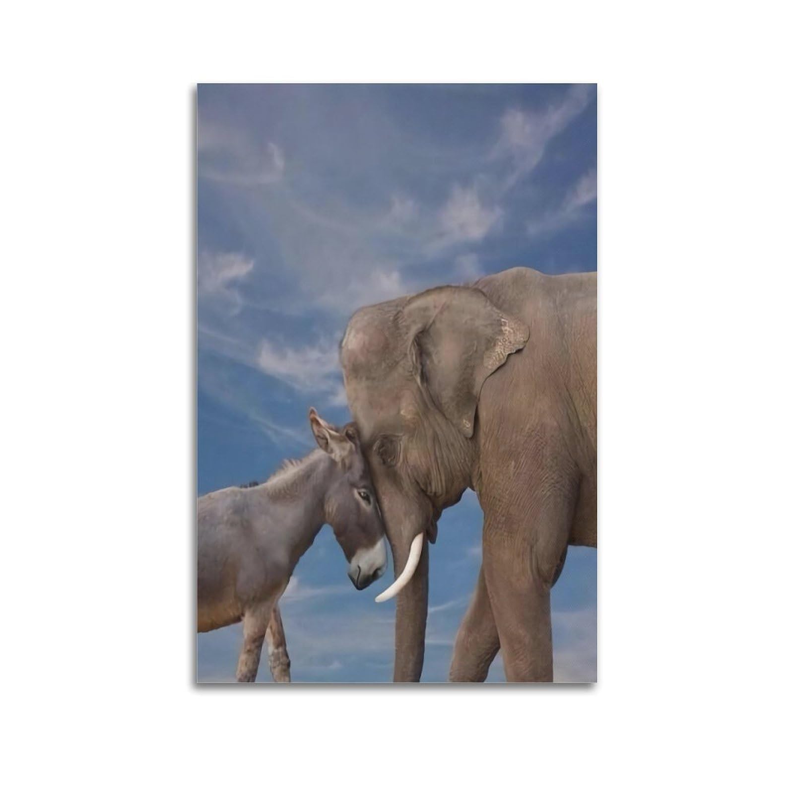 Xkuga Boys Unframe-Style Animals Friendship Poster Wildlife Vintage Donkeys Elephants Modern Decorative Canvas Prints - Ideal Wall Art For Family, Man Cave, Game Room, & Girls Bedroom 20X30inch(50X75cm)