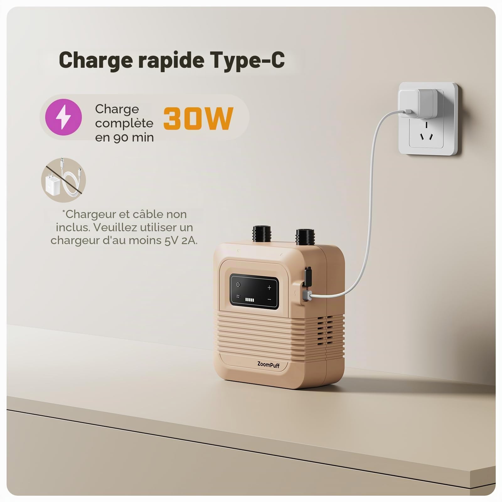 Pompe Sup électrique, Sup Rechargeable 20 PSI, gonflage Rapide | 5 min à 12 PSI, 1,14 kg légère, Batterie 38,48Wh, Gonflage/dégonflage double étage, 7 embouts, SUP, bateaux, kayaks