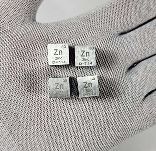Image of 0.39 inch 10mm Zinc Zn Metal Cube up to 99.9% Pure Periodic Table Element Engraved Density Collection Science Education Display Block Cube + Acrylic Case Box - 1PC