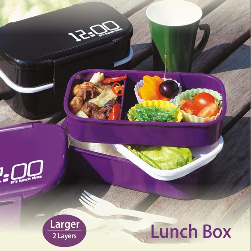1400ml Microonde Doppio Strato Luh Box Plastica Bento Luh Scatola Contenitore per Alimenti Lavoratori Studente Luhbox con Scomparti, Coffee