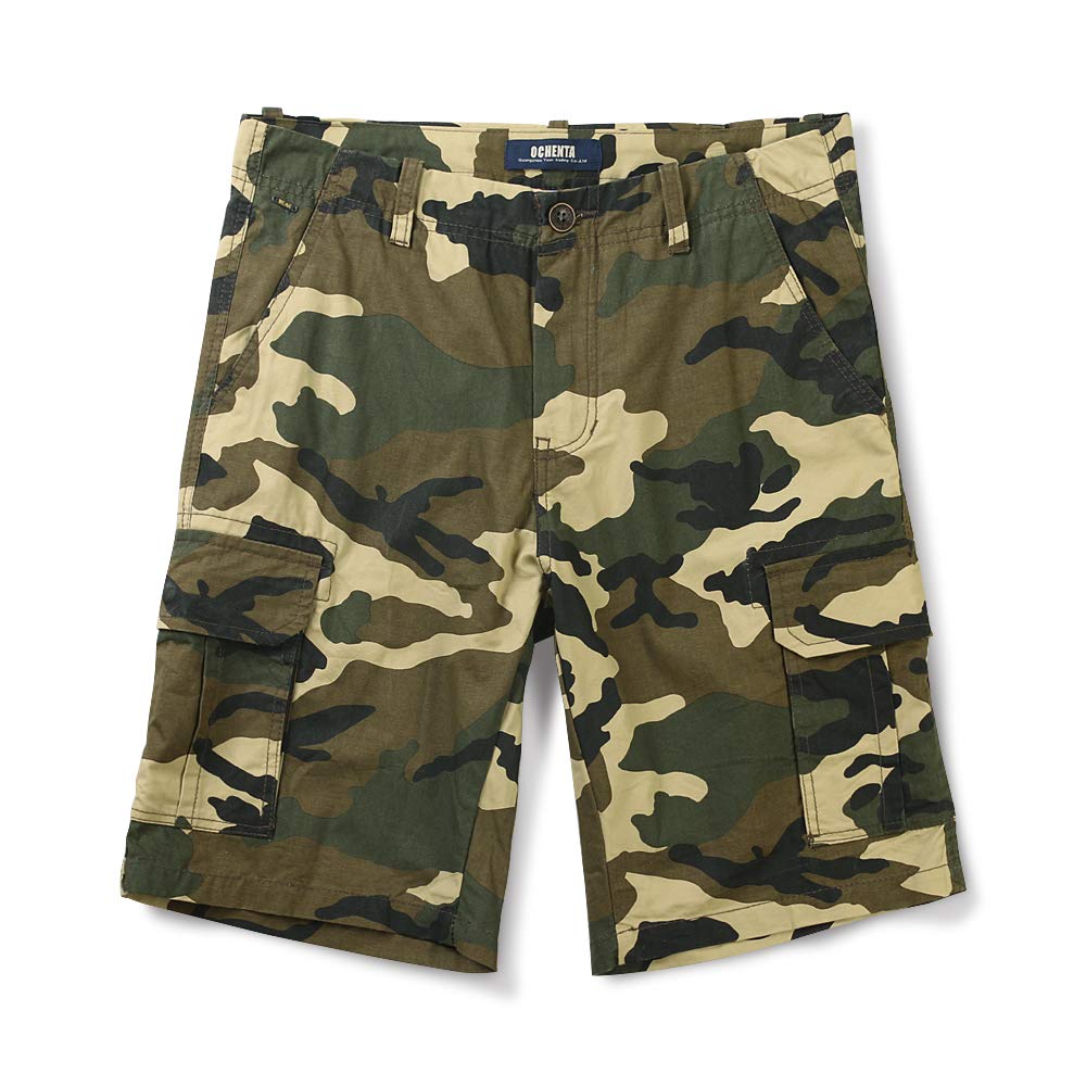 OCHENTA Men's Lightweight Cargo Shorts with Pockets Cotton Shorts for Men  Casual (No Belt)