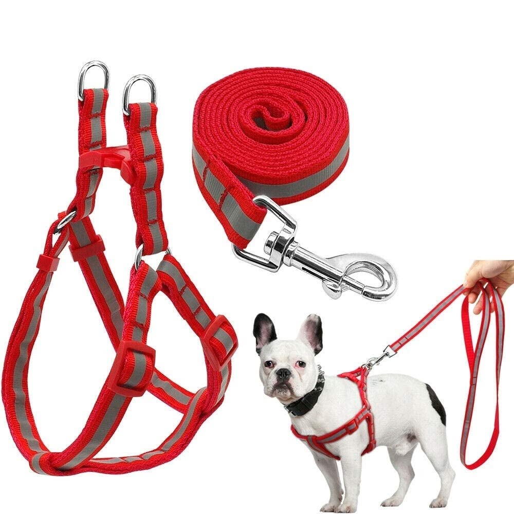 The DDS Store 4 Colors Nylon Reflective Dog Harness Leash Lead Set for Small Medium Dogs Puppy (Medium, Red) (B0848HGX6P) Amazon Price History, Amazon Price Tracker