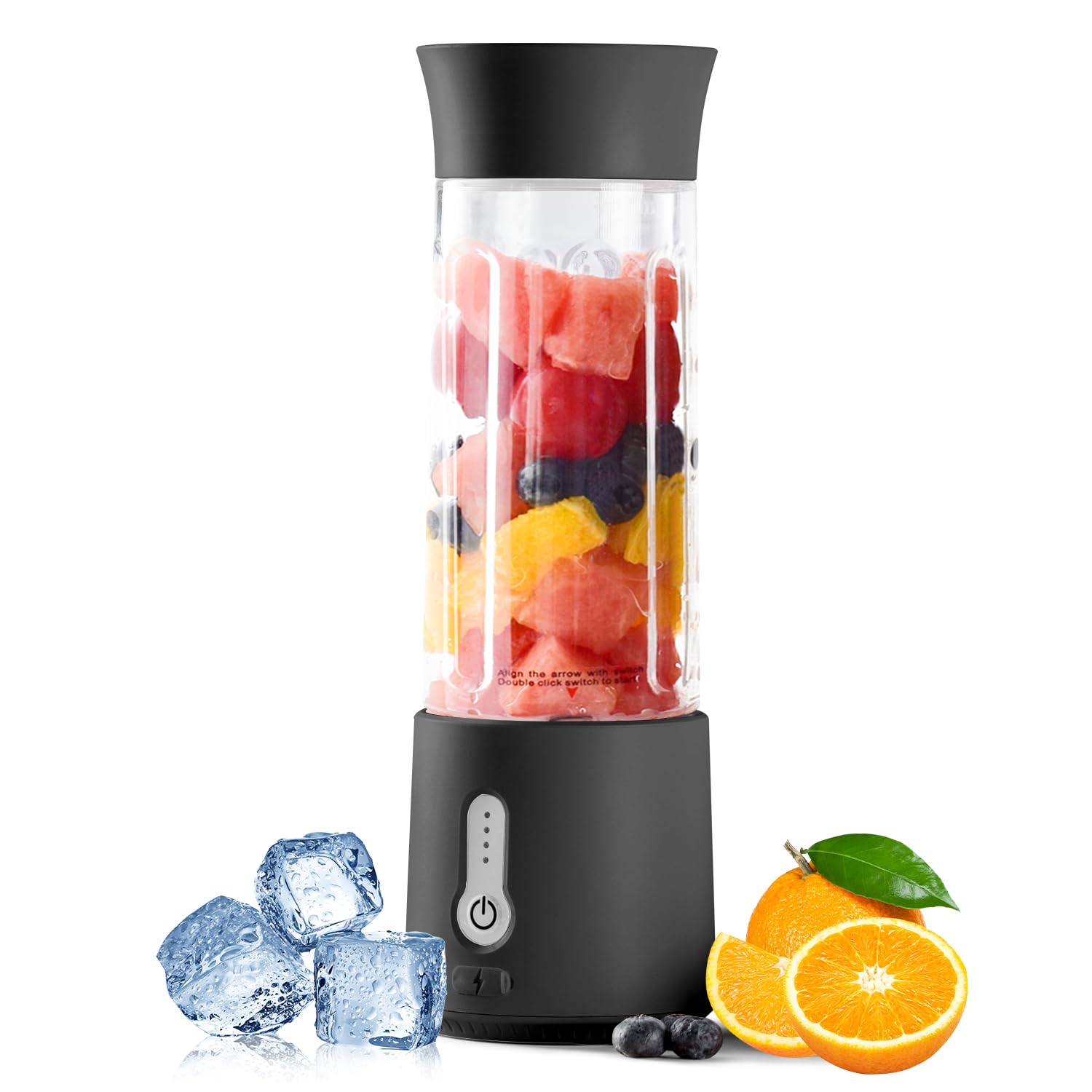 Sun Area ミキサー スムージー ジューサー 氷も砕ける ミキサー 小型 ブレンダー 丸洗い可 500ML コードレス 携帯ジューサー パワーバンク 保護