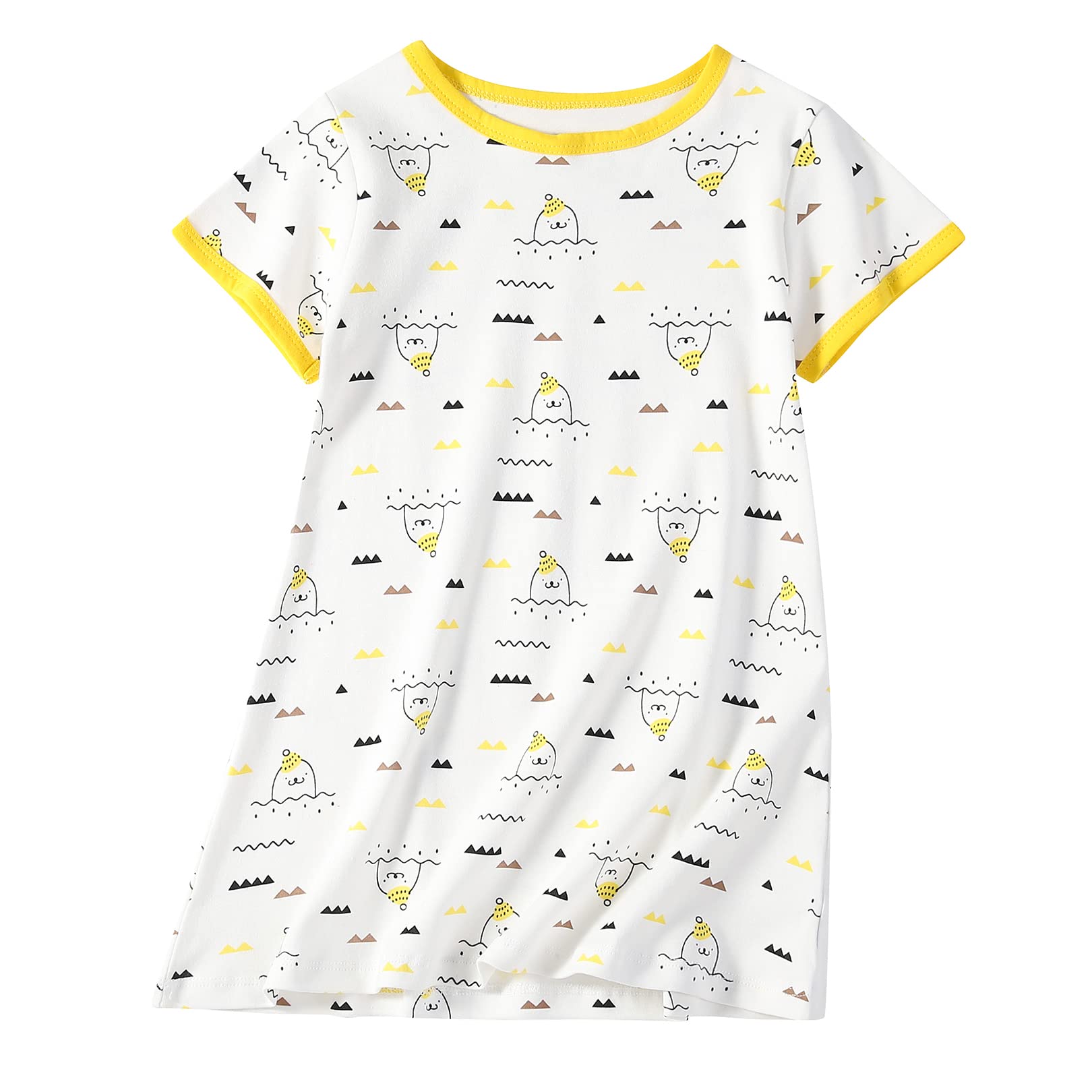 UkyzddioGirls Cotton Nightgowns Short Sleeve Sleep Shirt Princess Nightdress