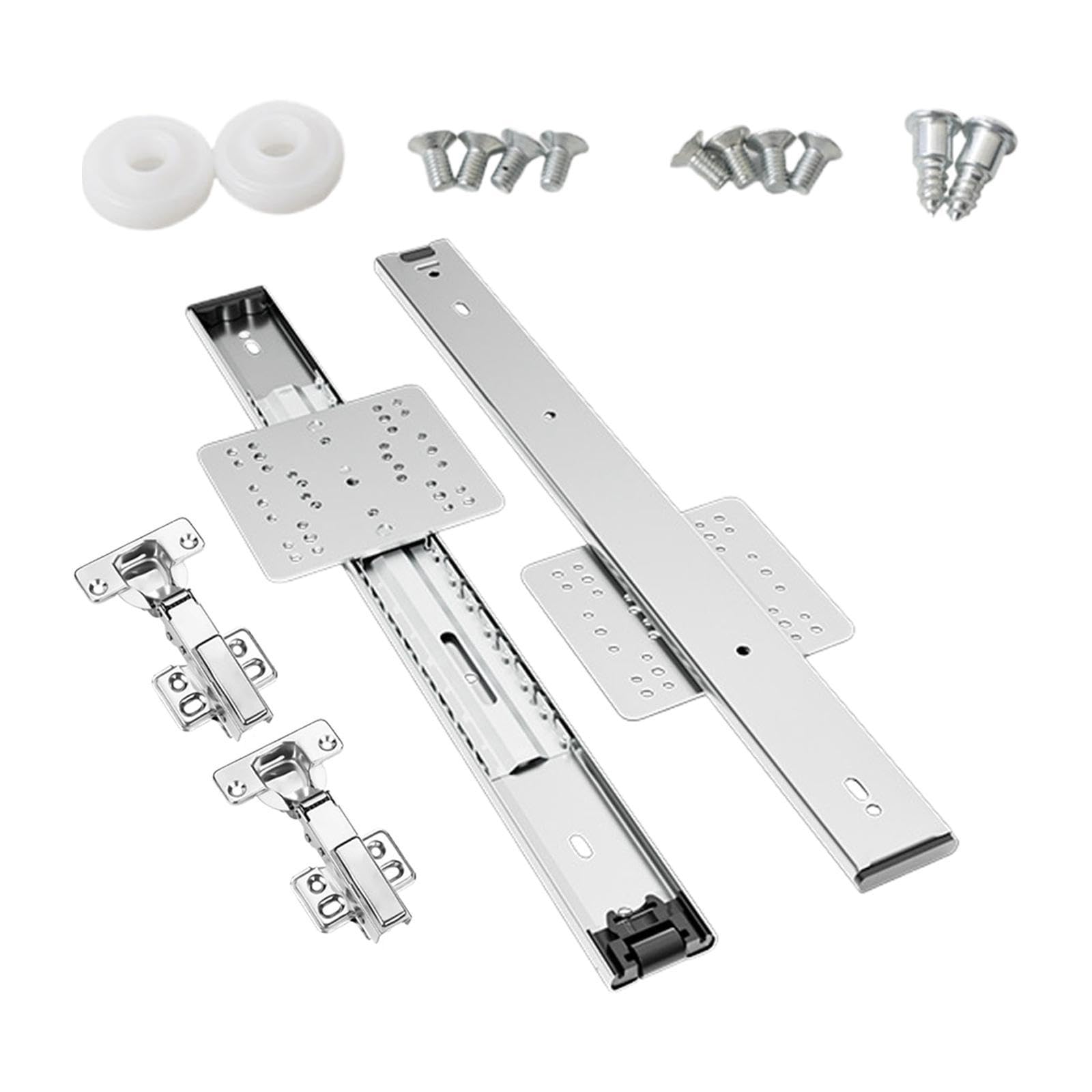 Fenteer Hidden Flip up Cabinets Door Slide Rails Sliders Easy to Install Door Hardware Kit for Kitchen Cabinet Bedroom Home Bookcases, 400mm
