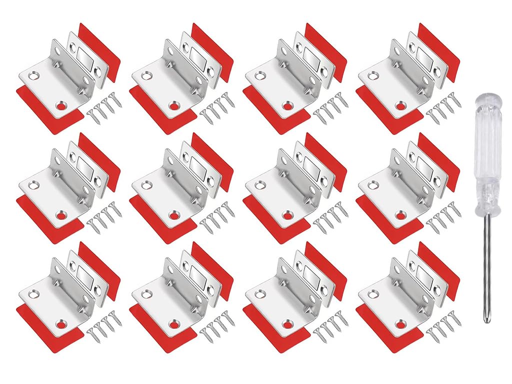 12 Pezzi Chiusura Magnetica per Ante, Adesivo Chiusura Magnetica con Viti e Cacciavite, Chiudiporta Calamita,Chiusura Magnetica per Ante,Calamite Porta,per Cassetti,Chiudiporta,Armadio,Finestre