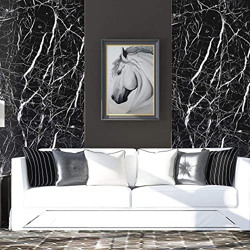 Image of KBR Self-Adhesive PVC 3D Wall Sticker Oil Proof and Waterproof, Kitchen Backsplash Black Stickers Wallpaper for Hotel, Living Room, Bedroom & Cafe Walls (60cm x 200cm, Pack of 2)
