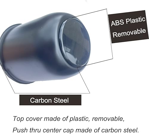 Miniatura 4 de Paquete de 4 tapas centrales de empuje de 3.19 pulgadas para llantas de remolque de 3.19 pulgadas, orificio central de acero negro