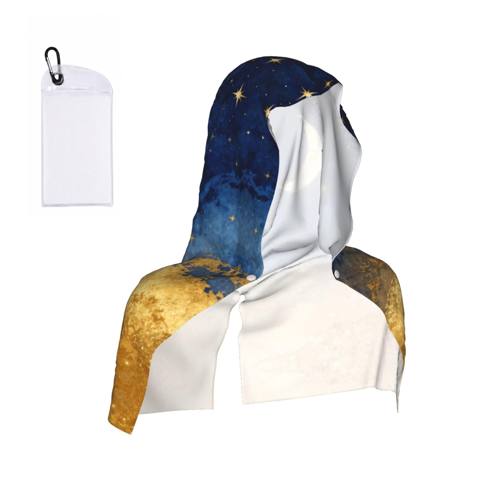 CNTDBU Crescent Moon Stars Cooling Towel Hooded-Instant Chill Neck Cover for Sports, UV Cooling Rag for Running Gym