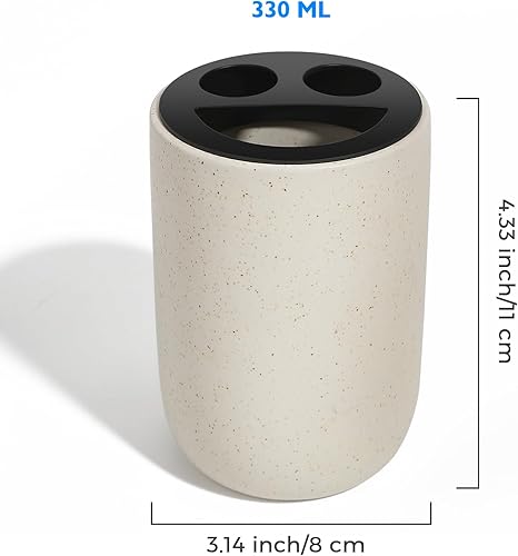 Miniatura 2 de Aibrezin Organizador para cepillos de dientes, soporte para brochas de maquillaje, soporte de pasta de dientes de cerámica para encimera de baño,