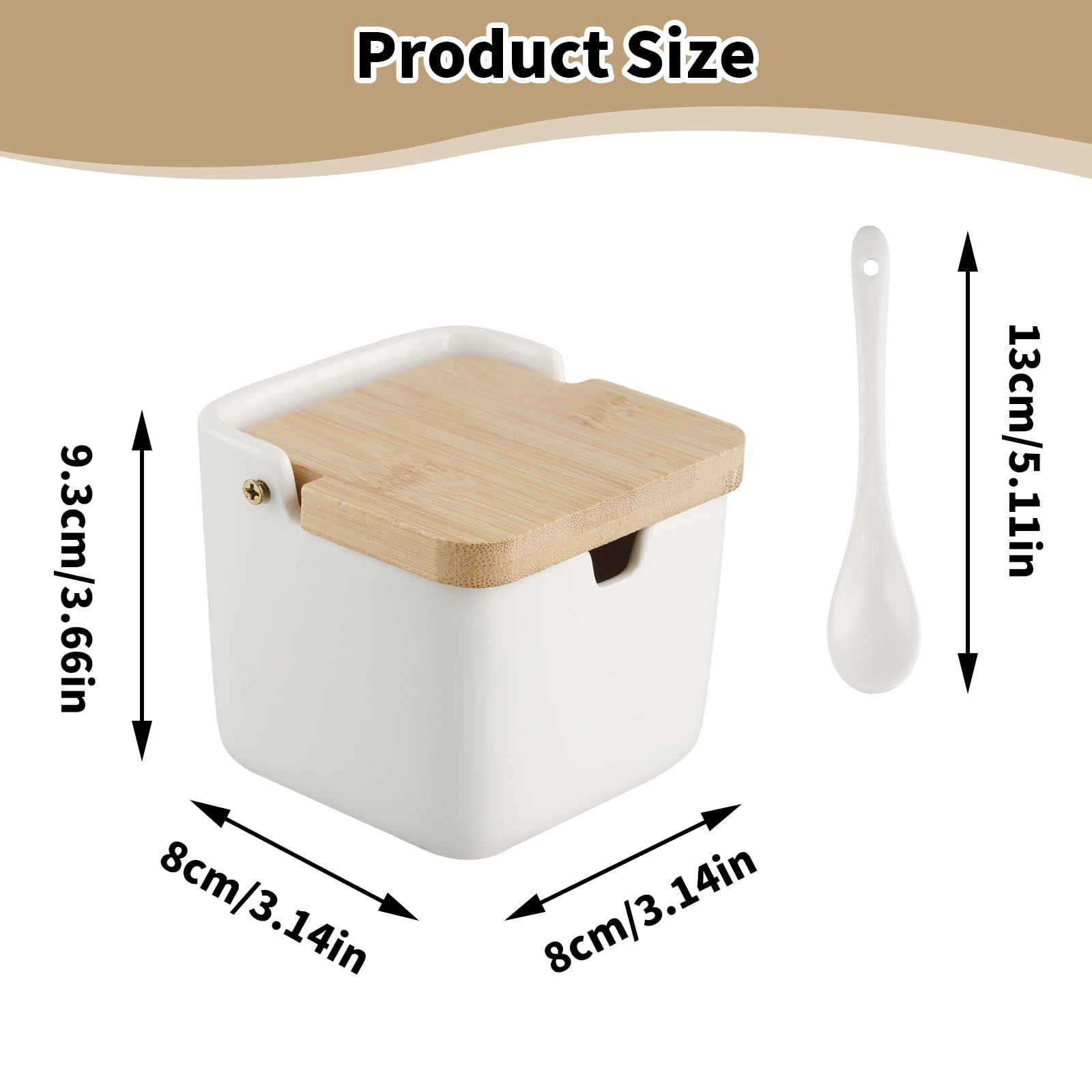 Zuccheriera Ceramica, Barattoli Sale per Cucina Saliniera In Porcellana Set di Ciotole in Porcellana con Coperchio e Cucchiaio per Casa e Cucina