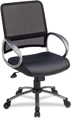 Lorell Silla de trabajo con respaldo medio, color negro