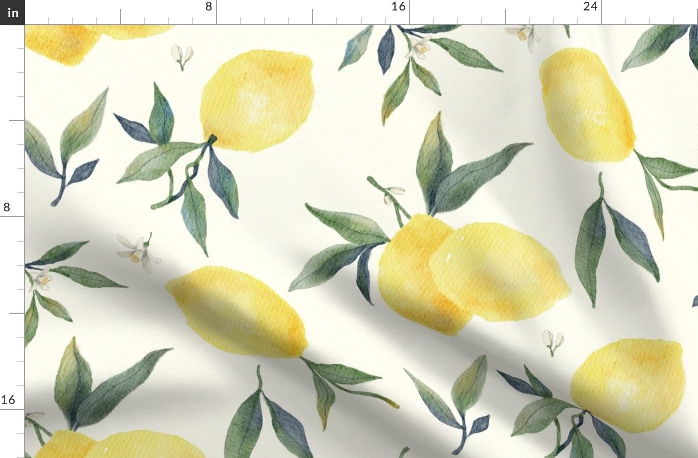 Spoonflower Fabric - Lemonade Lemons Summer Leaves Nature Fruit Citrus Beige Printed on Organic Cotton Sateen Fabric by The Yard - Sewing Quilting Apparel Home Decor