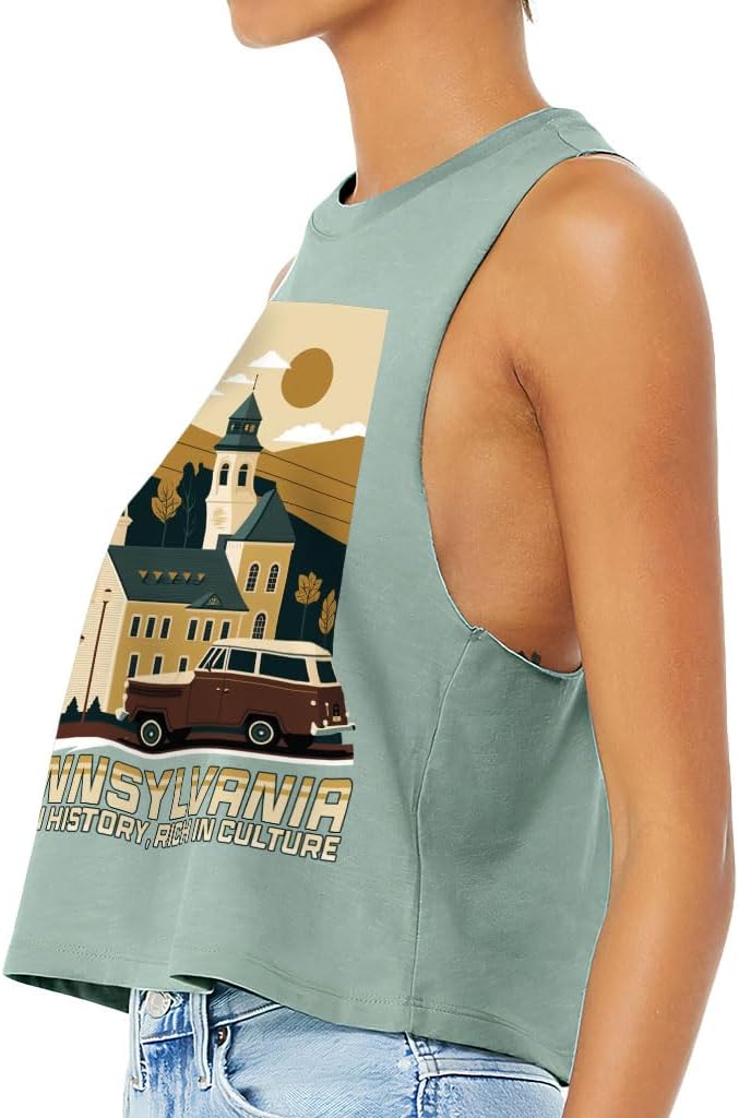 Pennsylvania Racerback Cropped Tank - Cute Design Women's Tank - Printed Tank Top