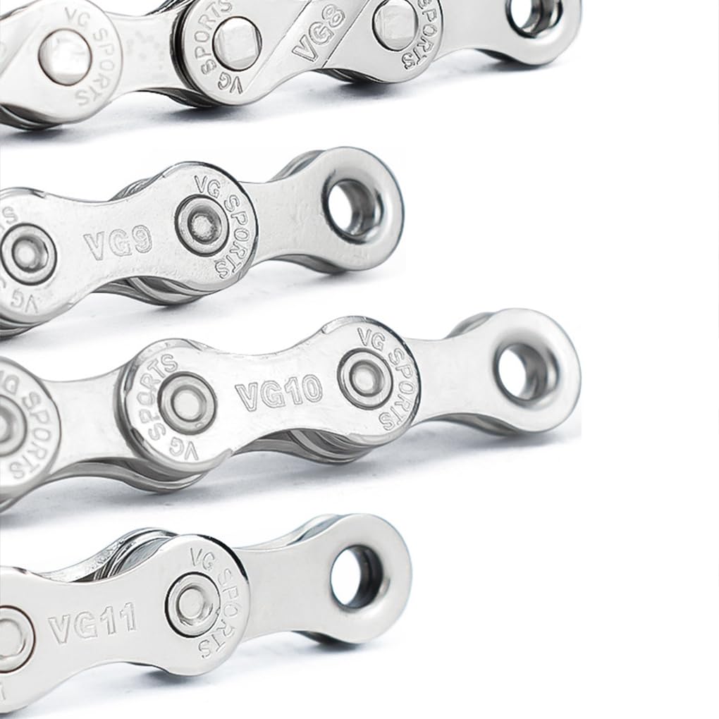 5 Set di Catena per bici facile da installare per mountain bike e bici da strada Catene per mountain bike robuste e durevoli in acciaio al carbonio Elegante oro 9 velocità
