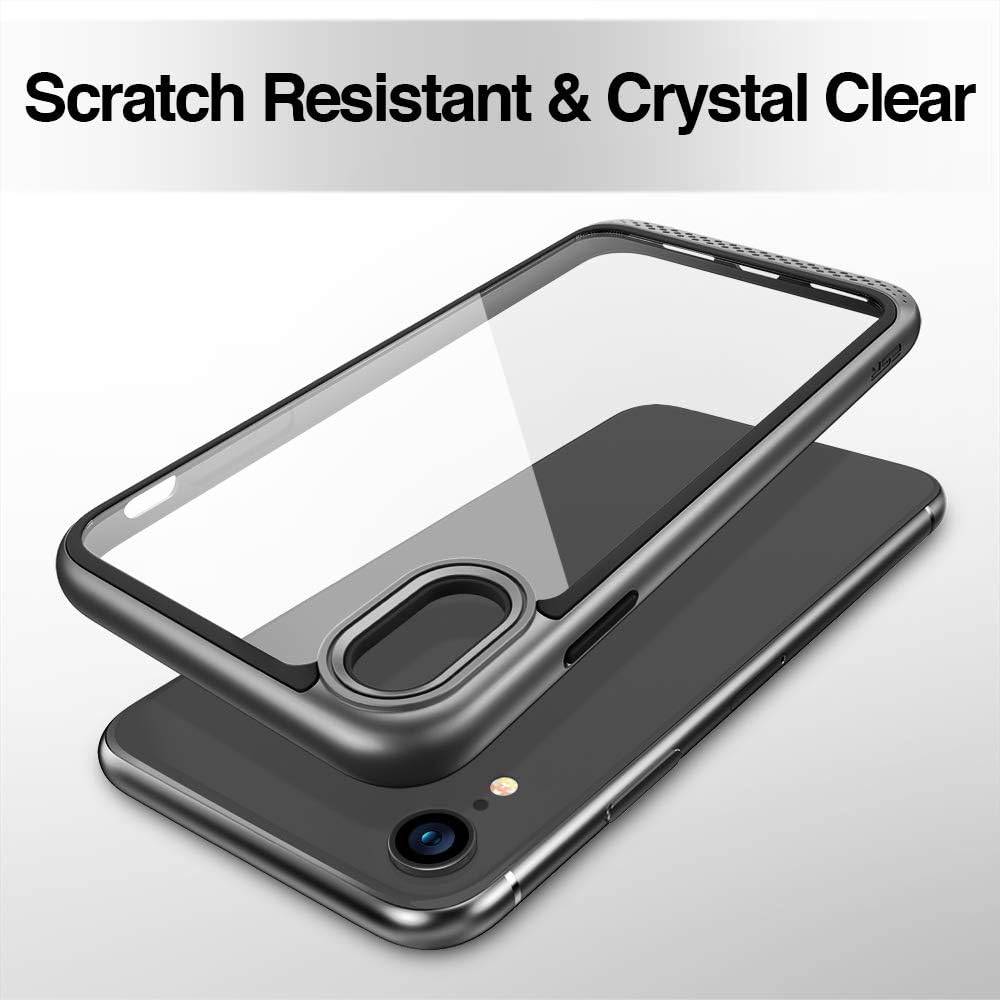 ESR Bumper Hoop Case for iPhone XR, Heavy Duty Armor with Flexible Inner Cushion [Reinforced Camera Protection] [Glass - Back Safe] for 6.1" iPhone XR, Black