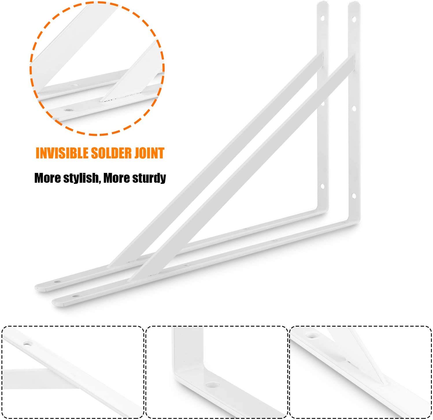 STARVAST Equerre Etagere Murale, 10 Pcs Supports Triangulaires (6, Blanc, 400X250X3MM)