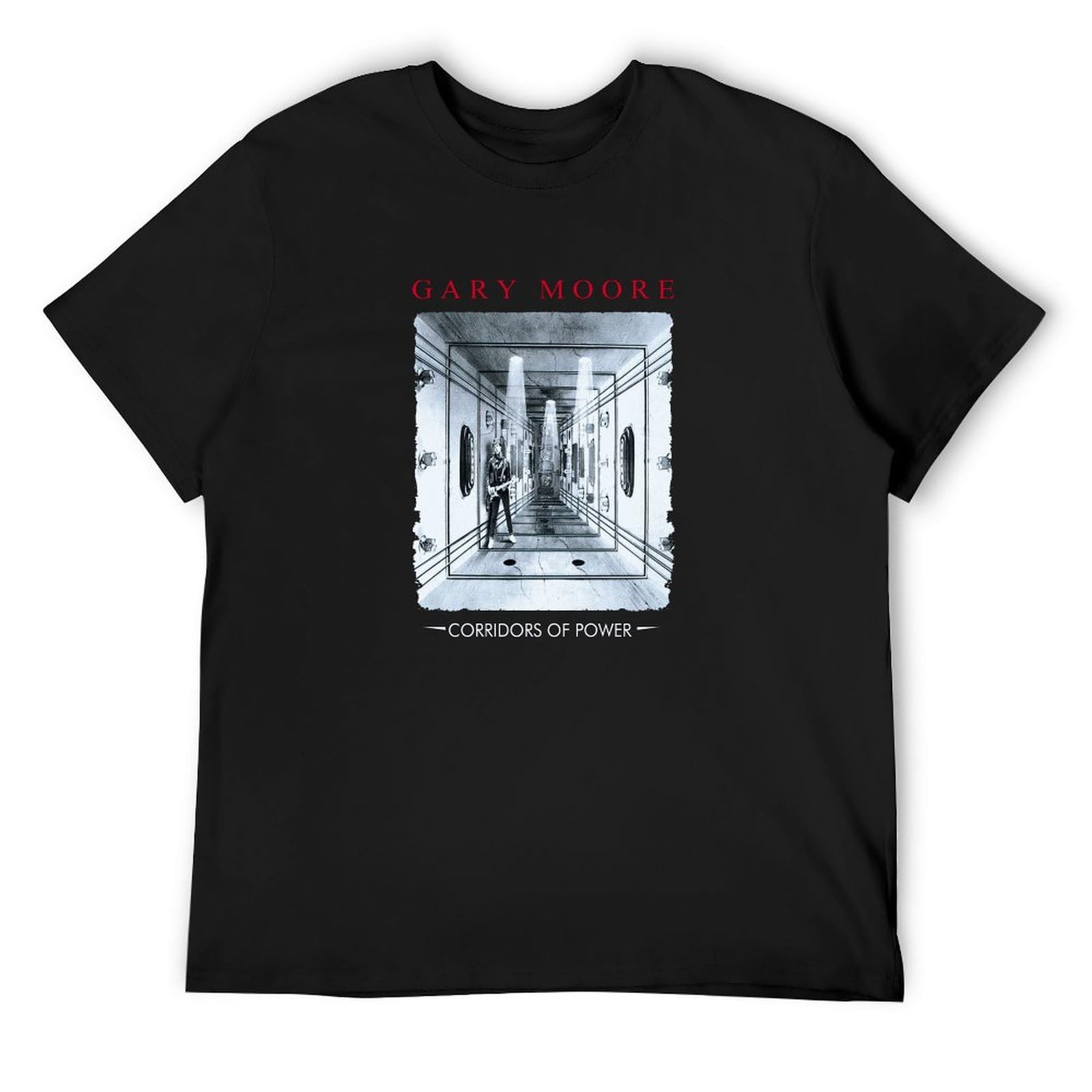 Pedfuvl Unisex Black Gary Moore Corridors Of Power Men's T-Shirt Graphic Printed Tee Xxl