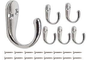 Chrome Utility Hooks: 6 Pack Heavy-Duty Vintage Hangers for Enhanced Home Organization