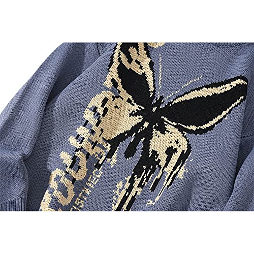 Momeitu DUIW232 Hip Hop Knit Men'S And Women'S Sweater Harajuku Butterfly Loose Top Casual Streetwear Pullover Sweater thumb #2