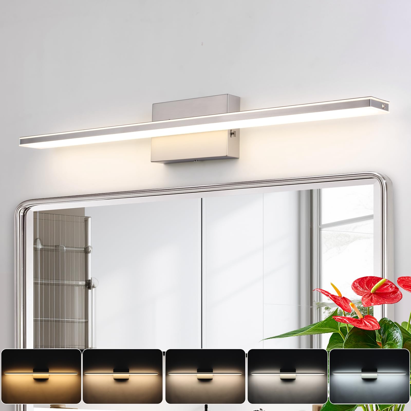 BRIVOLART LED Brushed Nickel Vanity Light (5CCT, 31.5 inch)