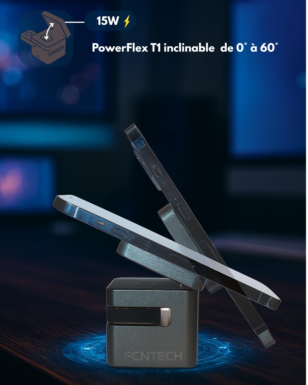 PowerCube, Station de Charge 3 en 1 Compatible MagSafe pour iPhone, Apple Watch et AirPods | Chargeur Induction Qi2 pour iPhone 16/15/14/13/12| Support Compatible Magsafe Table de Nuit |