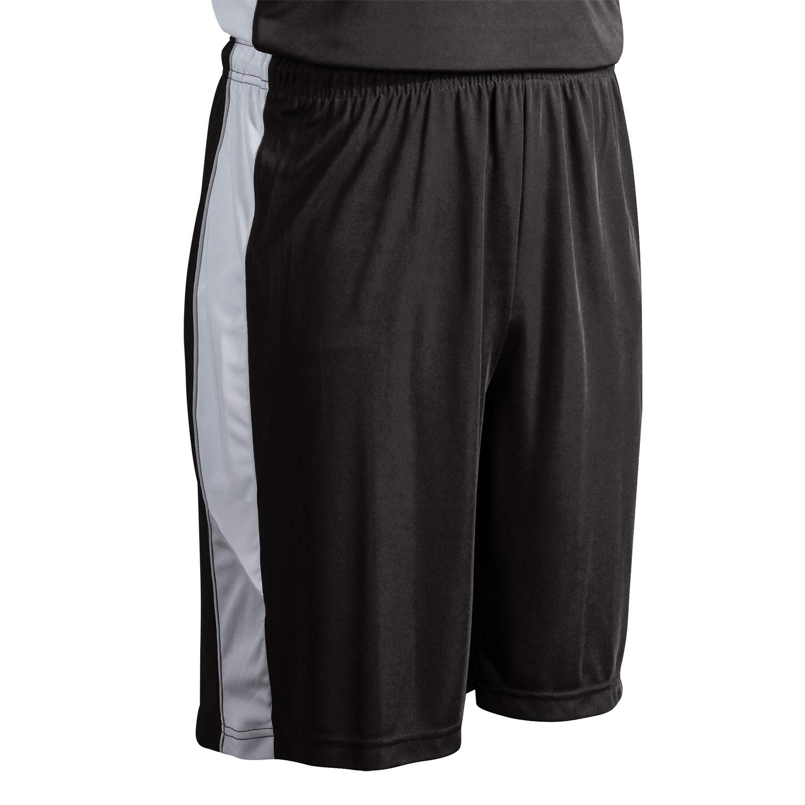 Champro BBS21YBSIWL Rebel - Pantaloncini da Basket in Poliestere, Nero, Argento, Bianco, L