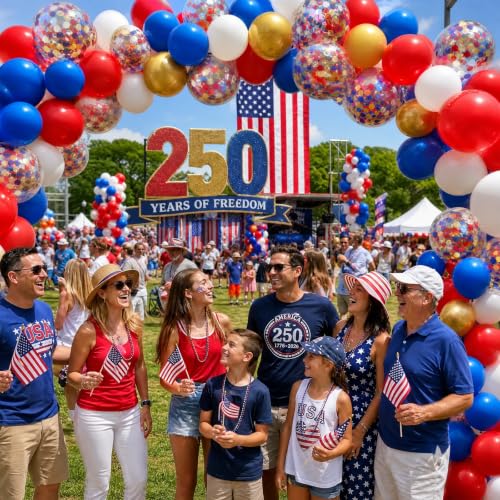 Image of Red White and Blue Balloons Arch Kit,130pcs Different Sizes Balloons