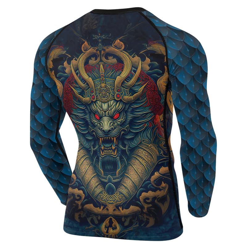 Dragon Compression Shirt for Men Long Sleeve Baselayer Skin Performance Fit Rash Guard MMA BJJ Jiu Jitsu2