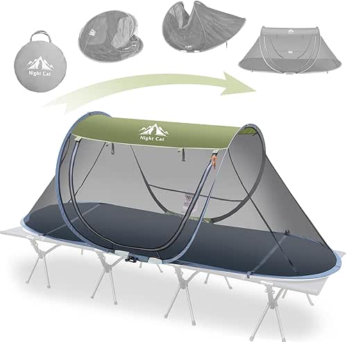 Night Cat Pop-up Mosquito Tent: 1 Person Camping Tent with