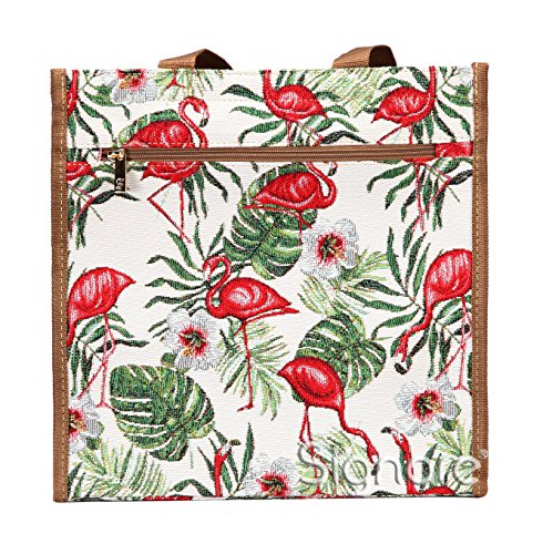 Signare Tapestry Shoulder Bag Shopping Bag for Women with Flamingo Design (SHOP-FLAM)3