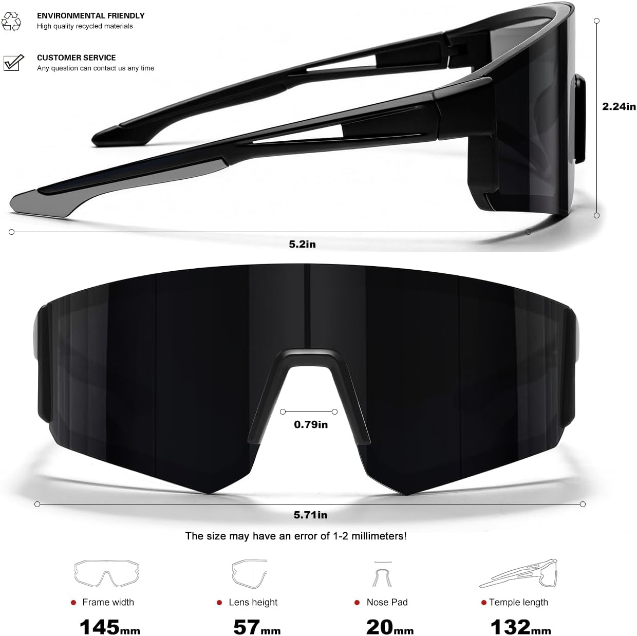 Polarized Sunglasses for Men Women - Sports Sunglasses for Running Baseball Driving Fishing Cycling UV400 Protection - Image 5