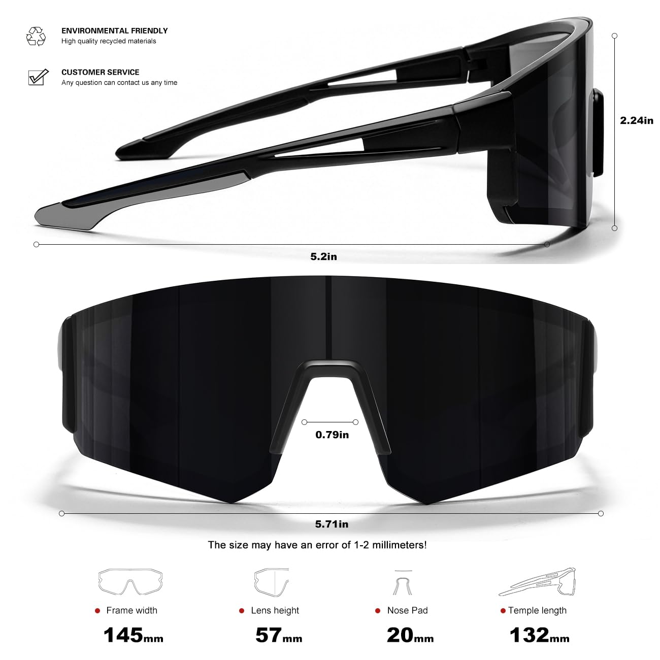 SEKKAF Gafas de sol polarizadas para hombres y mujeres, gafas de sol deportivas para correr, béisbol, conducción, pesca, ciclismo, protección UV400