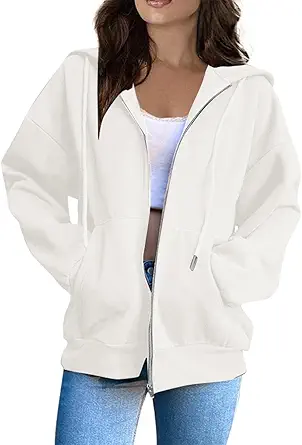 Zip Up Hoodie Women Casual Oversized Sweatshirts - Fall Fashion Fleece Lined Jacket - Thick Warm Coat Winter Clothing