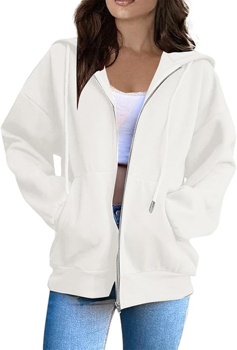 Zip Up Hoodie Women Casual Oversized Sweatshirts - Fall Fashion Fleece Lined Jacket - Thick Warm Coat Winter Clothing
