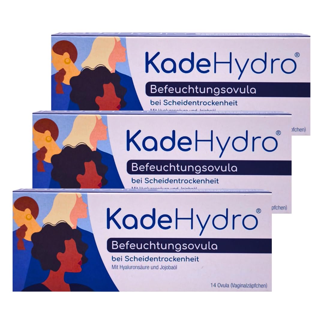 KadeHydro Befeuchtungsovula 3x 14 Ovula I Hyaluronsäure & Jojobaöl I zur Pflege bei Scheidentrockenheit I Sanfte Intimpflege I Vegan & ohne Duft- und Farbstoffe I Spar-Set plus Pharma Perle give-away