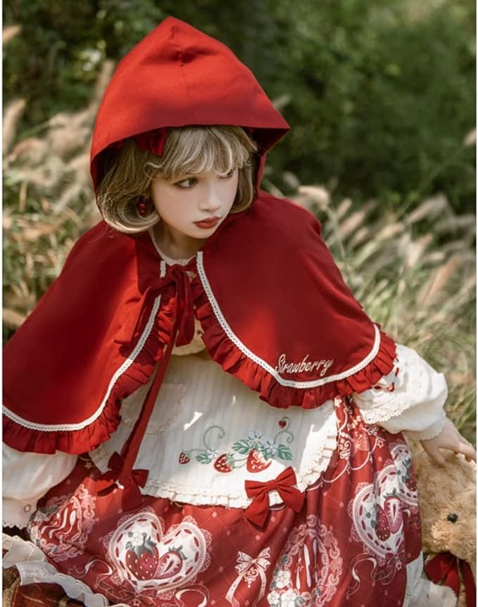 赤ずきんウサギちゃんが可愛い❤️リボン付きロリータワンピース お出かけにも最適 fit=scale-down,w=1200