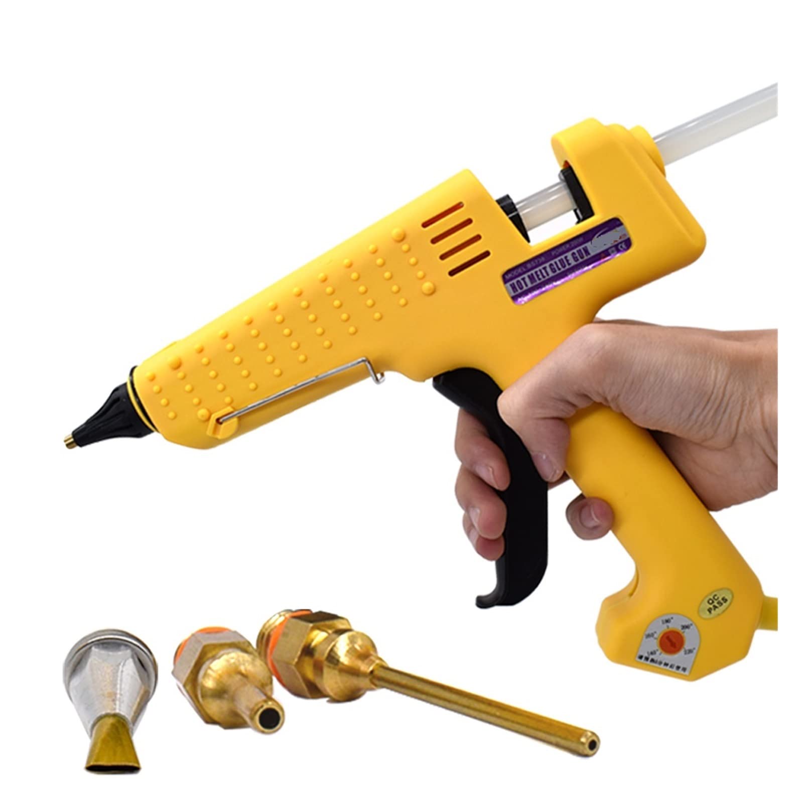 Pistolet do Kleju, Profesjonalny pistolet do klejenia na gorąco 250W regulowana temperatura wysokiej mocy zestaw pistoletów silikonowych za pomocą 11MM klej w sztyfcie 2.0MM dysza miedziana(Set-1)