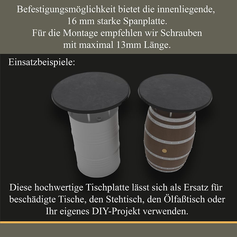Pizzara | Premium-Tischplatte, rund, Ø85cm, wetterfest, stoß- und Kratzfest, Tischplatte für Bistro- und Stehtische | für Innen- und Außen