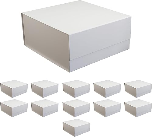 Miniatura 7 de CECOBOX - Caja de regalo de 11.4 x 7.5 x 2 pulgadas, 4 piezas, cierre magnético plegable blanco mate para embalaje de regalo, propuesta de dama de